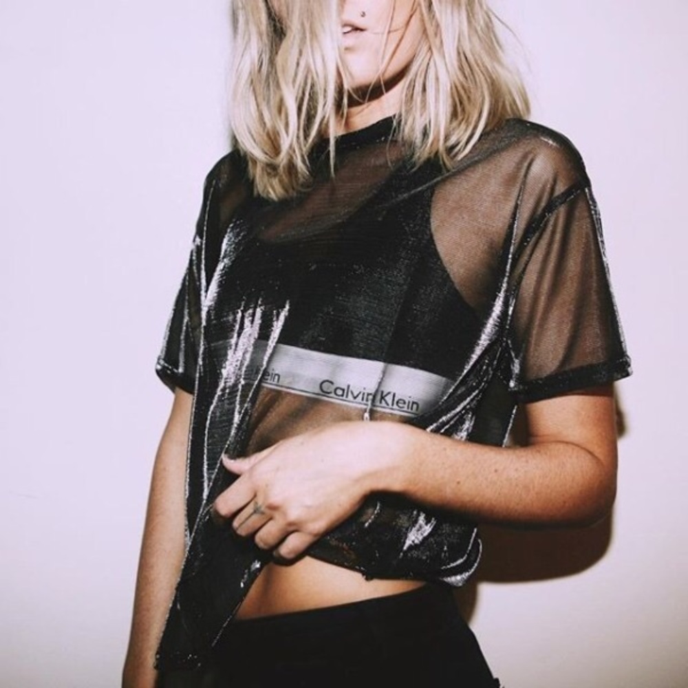 Urban Outfitters  metallic shimmer mesh top